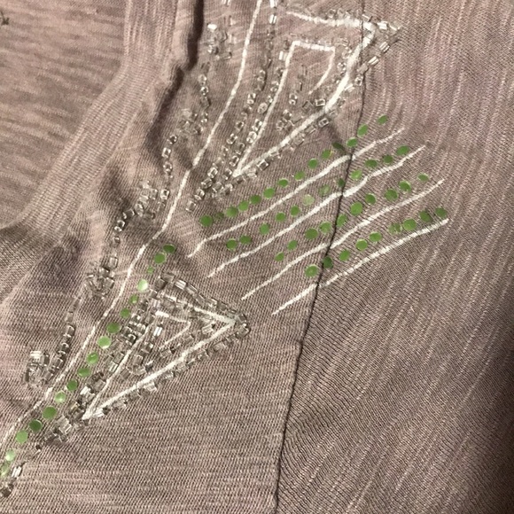 Threads 4 Thought Grey Beaded V Neck Tee - Picture 6 of 7
